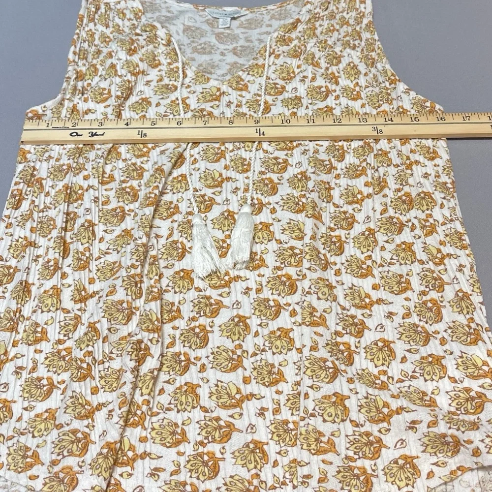 Lucky Brand Women Floral Shirt Sleeveless Tasseled Sz Small Summer Boho Peasant - Picture 8 of 10